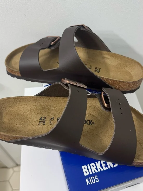 Birkenstock Arizona Dark Brown Leather Sandals EU 42 Men 9 Women 11 Regular Fit - Picture 3 of 12